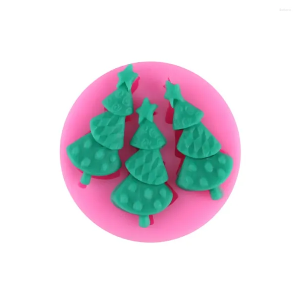Moldes de cozimento árvores de Natal moldes pinho fondent chocolate Silicone Candy para ferramentas de decoração de bolo T0722