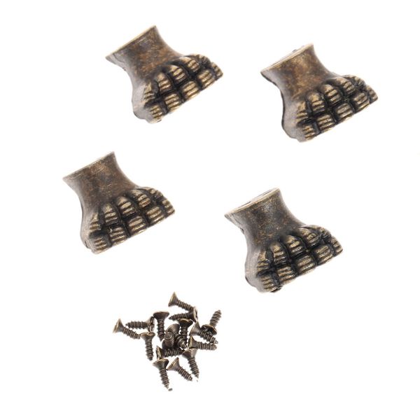 4 pezzi antichi in ottone in legno in legno per cure gioielli piede per le gambe gamba angolare protettore in metallo piedi per scatole angolo mobili