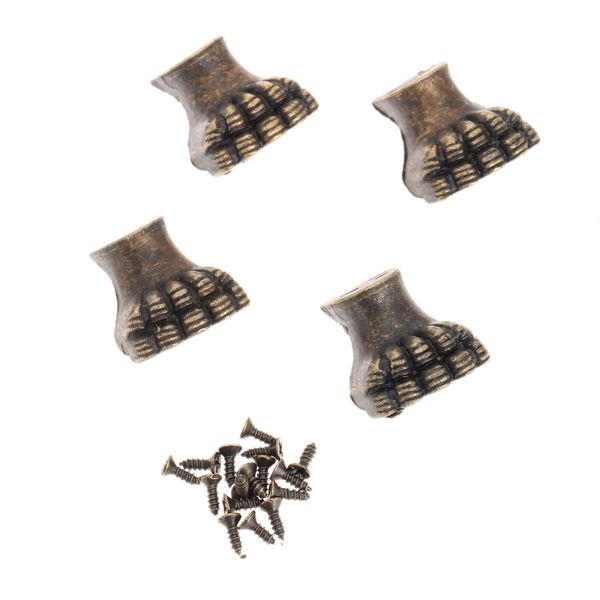 4pcs Antigo Brass Caixa de madeira Pedro Jóia de joalheria Caixa Pés Perna De canto decorativo Protetor de metal para caixas canto de móveis