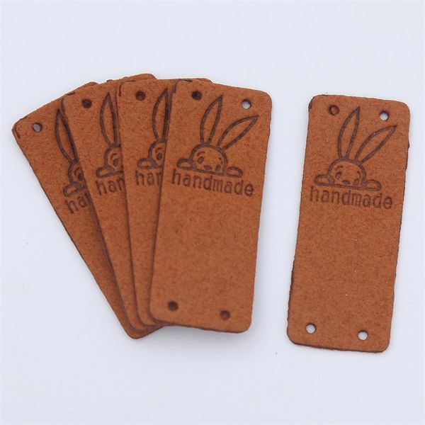 20pcs Kawaii Rabbit Tags artesanais para etiquetas artesanais de costura de costura de tags de couro para chapéus de malha de roupas decorativas para presentes