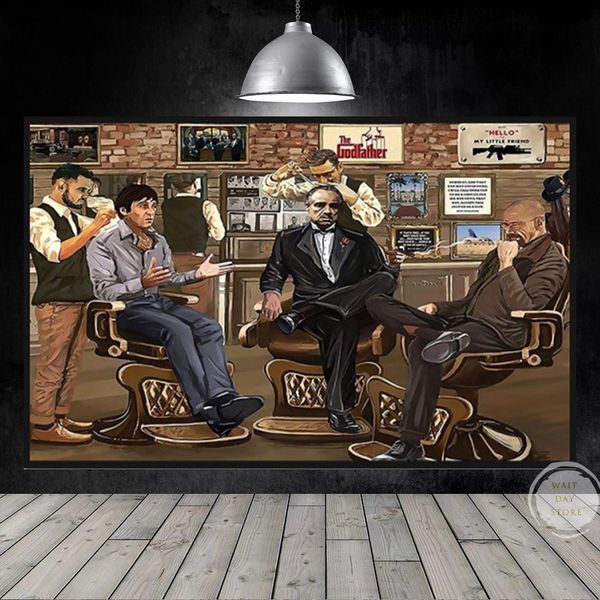 Klassiker Pokerfilm Barbershop Godfather Wandkunst Leinwand Malerei moderne Wohnzimmer Schlafzimmer Hausdekorbilder Poster Drucke Drucke