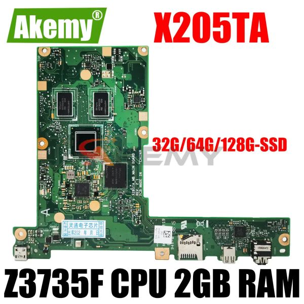 Материнская плата x205TA Материнская плата ноутбука для ноутбука Asus x205TA x205T Материнская плата Materboard Z3735F CPU 2 ГБ ОЗУ 32G 64G 128G SSD