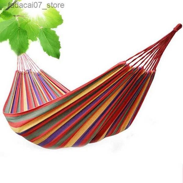 Hammocks Double grossa de lona grossa Hammock ao ar livre Balcony Swing Bedroom Dormitório Hammock Tree Bed pode acomodar 2 pessoasq