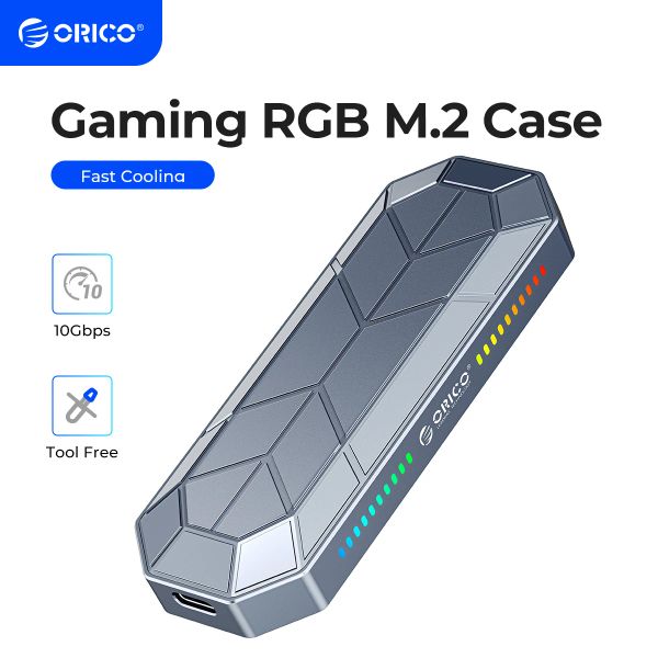 Gehege Orico M2 SSD -Gehäuse M.2 NVME Solid State Drive Case RGB zu USB 3.1 Gen2 10gbps SSD Box Cool Game Style Computerzubehör