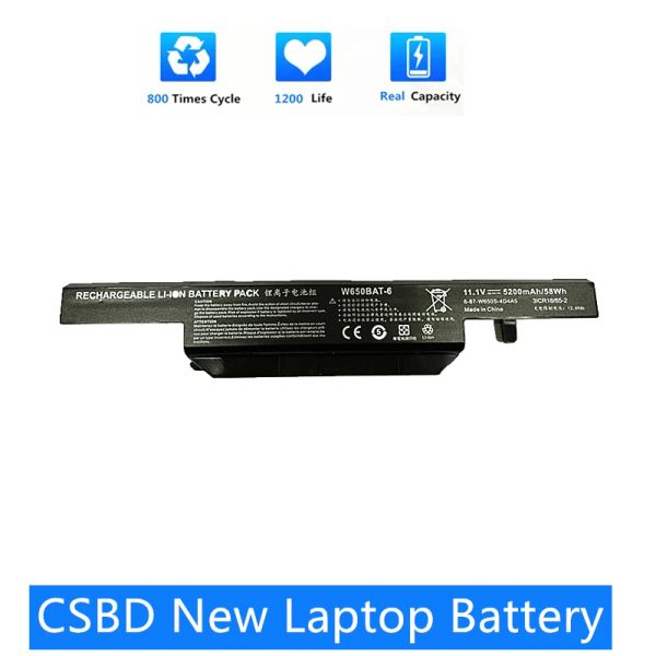 Baterias CSBD Bateria de laptop OEM para Clevo W650 (11.1V 4400mAh) P/N: W650BAT6 K590C K750D G150SG G150S G150TC G150MG W650S