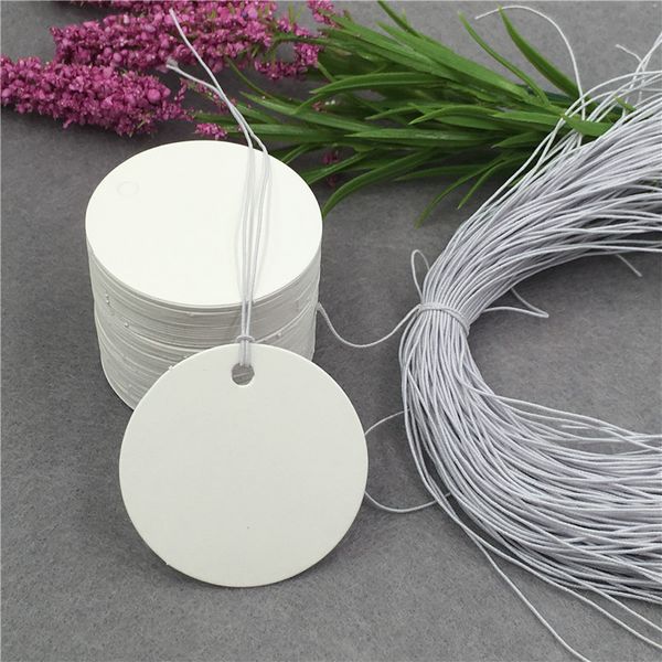 White Round Shapet Paper Tags Rótulos de impressão diy de impressão artesanal artesanal pendurar tags adesivos para presentes de casamento sacolas em massa aceitam o costume