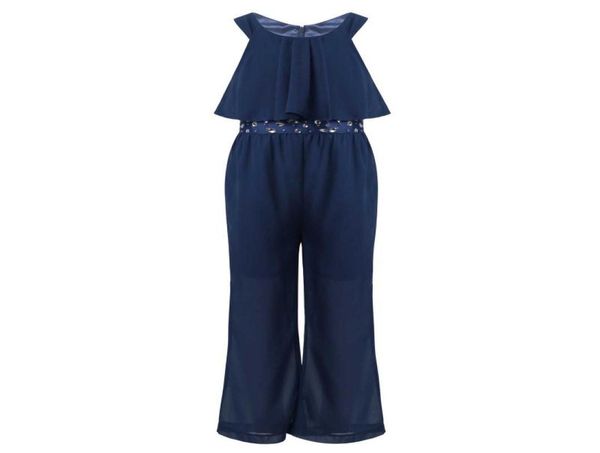 Sparkly Strassonstone Casual Girls Jumpsuit Sommer 2021 Ärmeloses Zipper Girl Overalls Chiffon Wide Leg Kids Overalls 6 8 10 12 Y5470489