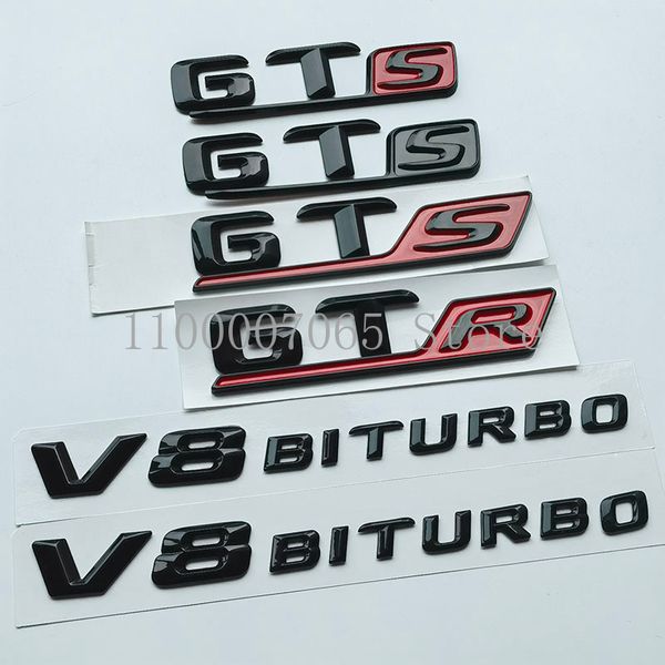 2015 Glänzende schwarze Buchstaben GT GTS V8 Biturbo Top Abs Emblem für Mercedes Benz GT AMG Serie Car Side Fender Trunk Badge Aufkleber