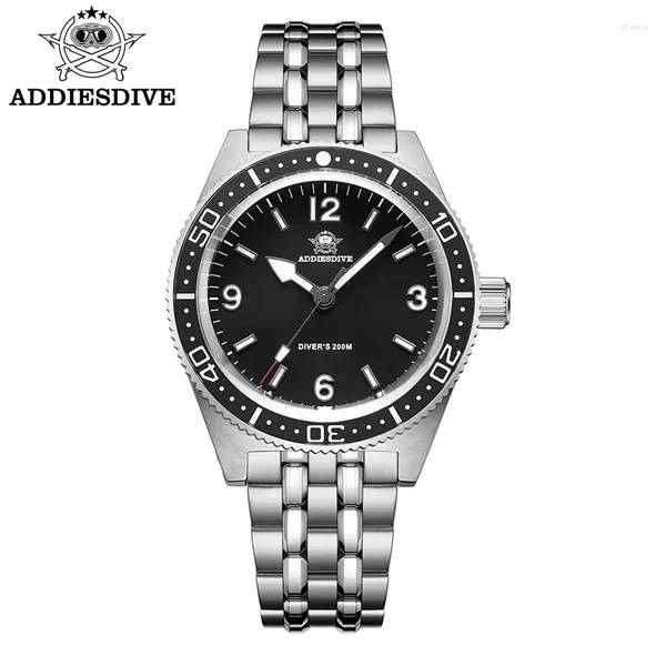 Relógios de pulso AddiesDive Luxury Men's Watches Quartz Sapphire Glass Diver Awatch BGW9 Luminous Stainless Steel Business Watch for Men