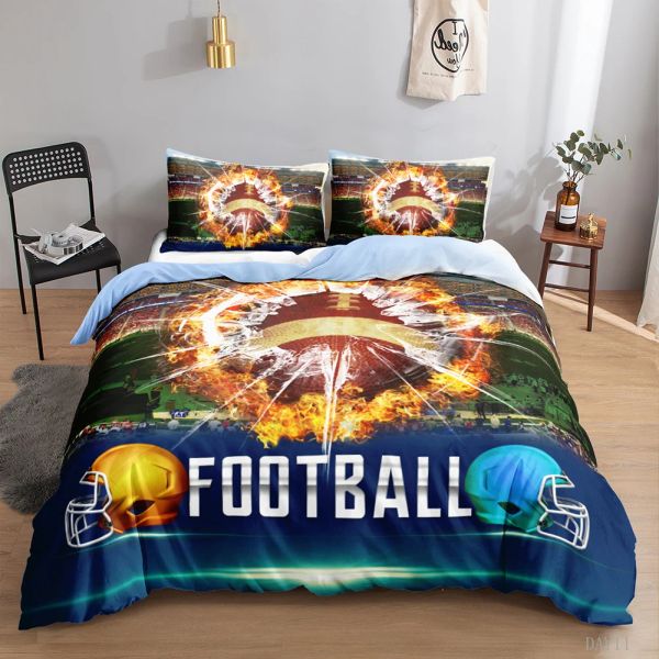 Copertina per piumini da calcio set 3D Sports da letto da calcio da calcio da letto per ragazzi Adolescenti doppia regina king size poliestere Qulit copertura