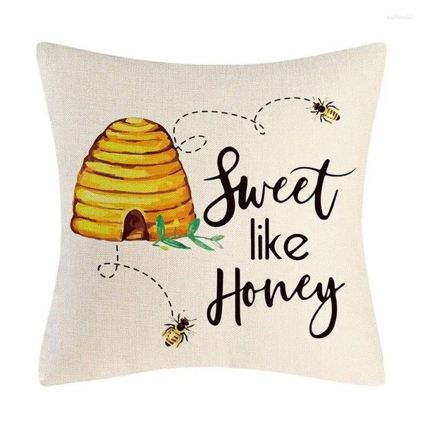 Kissen Bee Day Cover Flachs Niedlichkeit Wurf Wohnhäuser -Sofa Happy Sweet Honey Animal Pillowcase