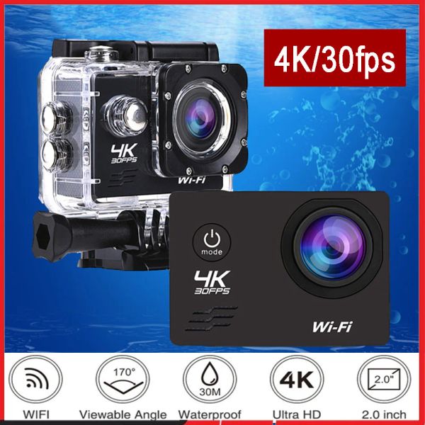 Ação da câmera Câmera esportiva ao ar livre H10 Ultra HD 4K 16MP WiFi 2,0 polegadas Tela 170D Underwater 30m Go Waterproof Pro Cenário de Capacete Câmeras