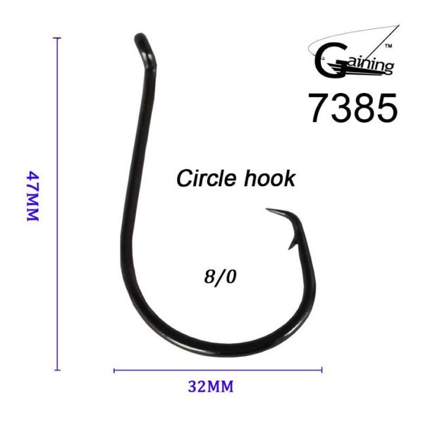 50pcs 8 0 Aço inoxidável de alto carbono afiado quimicamente o polvo com círculo oceano ganchos de pesca 7385 Ocean Fish Hook256q