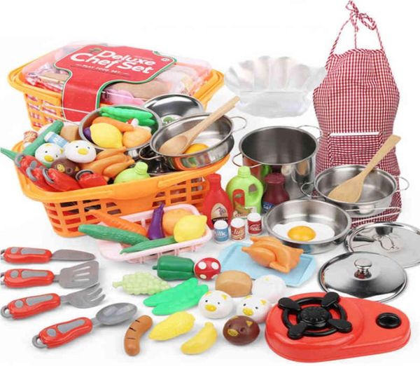 Küchenspielzeug 42pcsset Miniatur Mini Plastik Food Girl Kinder Kinder schneiden Gemüse Obst Kochhaus Set Spielzeug für Kinder Geschenk 2117912017