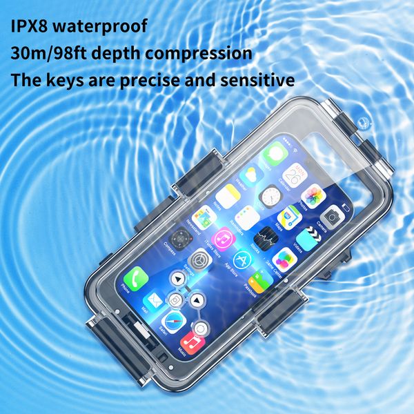 Custodia impermeabile sommergibile da 30 m/98 piedi per iPhone 14 13 15 Pro Max 12 11 XR XS SE 2022 8 Custodia per immersioni surfing surlatura subacquea