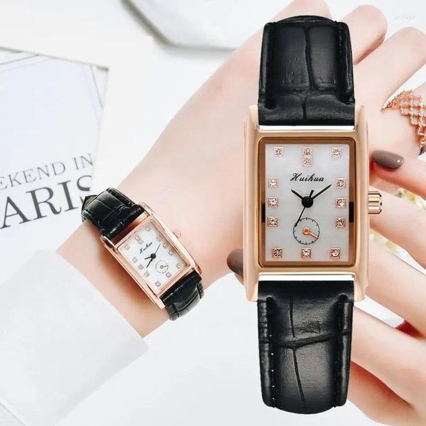 Orologi da polso coreano retrò cintura di orologio versatile da donna con diamanti al quarzo alla testa quadrata alla moda