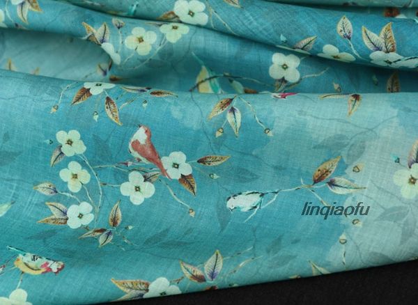Tessuto di lino di abbigliamento di fascia alta, materiale da cucire, abito chioongsam in tessuto blu ramie di alta qualità trasparente, 130 cmx50cm/pezzi