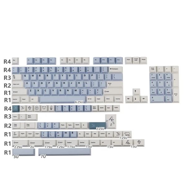 Аксессуары 162 клавиши GMK Aceberg PBT Keycap Profile Profile Dye Сублимация 3u 6.25u 7u Space Bar 1.75u 2u 2,25U Сдвиг для механической клавиатуры