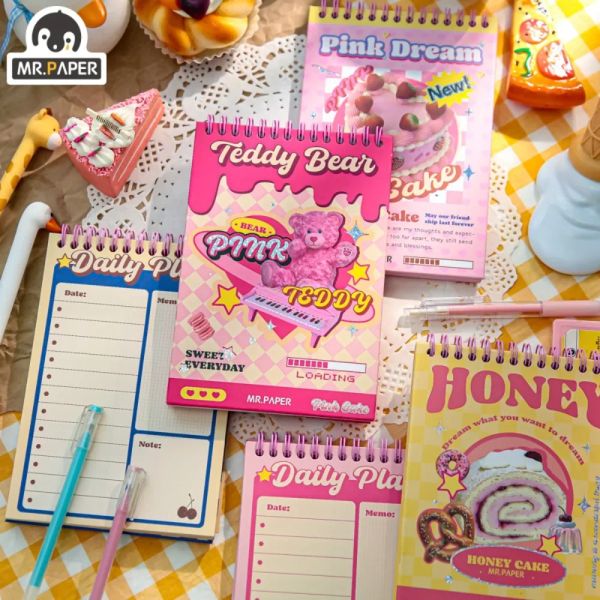 Notizbücher Mr. Paper Delicious Dessert niedliche Spule Buch Cartoon Little Bear Handbook Student Diary Kawaii Notebook Briefbuch 4 Stil