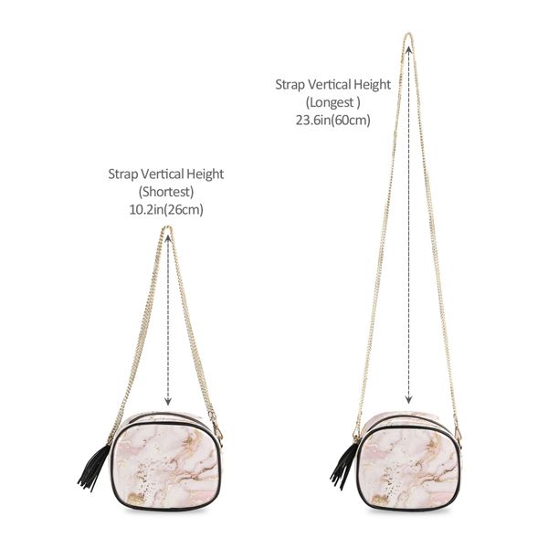 Women Crossbody Bag Roségold Glitzer Marmor Print 2021 Qualität Leder Kette Schulter Messenger -Taschen Weibliche Handtasche und Geldbörse
