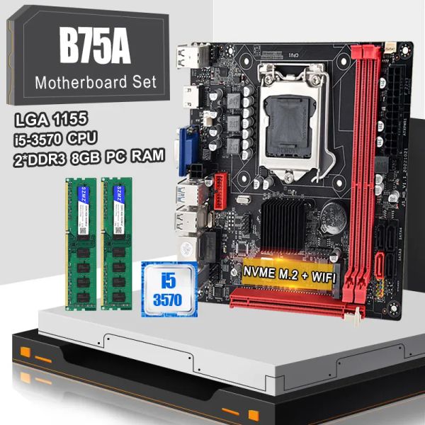 Materie B75 Kit scheda madre LGA 1155 Desktop Motherboard I5 3570 CPU DDR3 2*8GB = 16 GB RAM Supporto NVME M.2 e Wifi M.2 B75A Motherboard