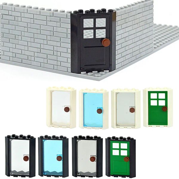 Partícula compatível de assmble 28327 portas de canto 4x4x6 DIY City Friend House Windows Building Blocks Educational Creative Toys