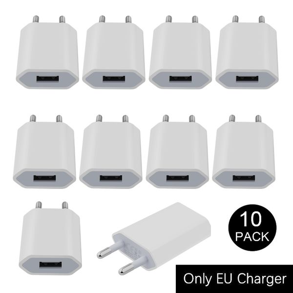 10pcs Universal 5V 1A EU US AC Home Travel Portable USB Wall Charger Adapter для iPhone 7 8 11 12 13 Samsung HTC mp3