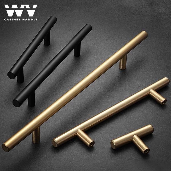 WV Brass Gold Black Kitchen Cabinet American Handles T Bar de barra reta Puxa o Diâmetro de 96mm Móveis para Mobiliário 221