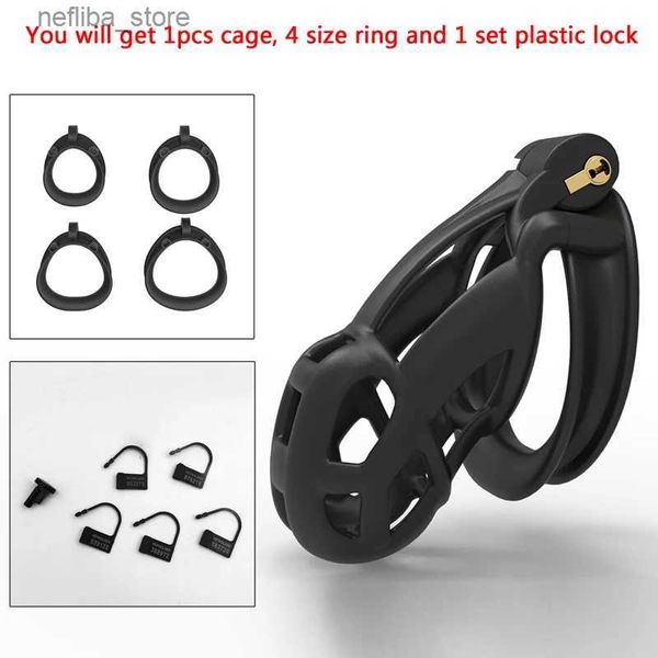 Andere Gesundheits Schönheitsartikel neueste !!!V6 Version 3D gedruckter Doppel-Arc-Keuschheitsgerät mit 4 Größe Ring Penis Ring Lock Cage Hahngürtel Erwachsener Toys L410