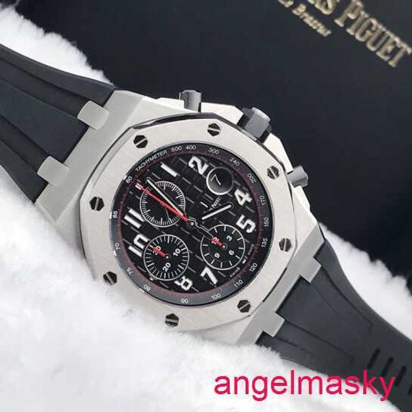 AP Moissanite Orologio da polso Royal Oak Offshore Serie 42mm Calendario Calendario Red Devil Vampire Autocente Meccanico Acciaio in acciaio 26470ST.OO.A101Cr.01 Disc nero