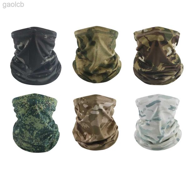 Máscaras de face de moda Garda de pescoço camuflagem máscara tática de pescoço capa de face bandana sol cool ciclismo militar caça a camping tubo lenço homem homem 240410