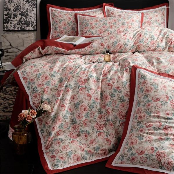 Bettwäsche -Sets Digital bedrucktes ägyptisches Baumwollset Duvet Cover Leinen ausgestattete Blechkissenbezüge Home Textile