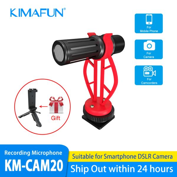 Microfones Kimafun Condenser Mini Câmera Microfone para iPhone Android Telefone DSLR Câmera de câmera DSLR YouTube Vlogging Gravação de vídeo