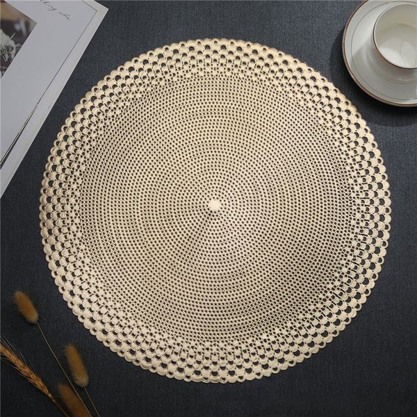 Gold/prata redonda PVC Placemat Table Mats Monta de montanha