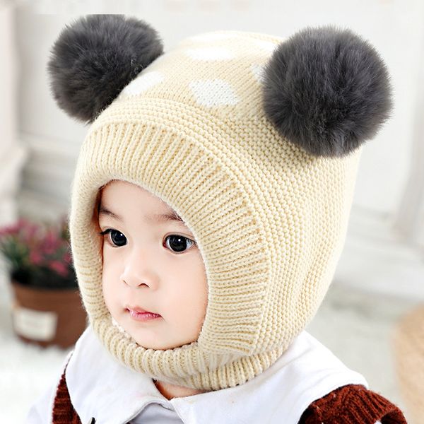 Детская шляпа детская зимняя бархатная шарика для ухарки детской осенняя точка шляпа шляпа теплый шапка для новорожденных фотосъемка для младенцев и девочек