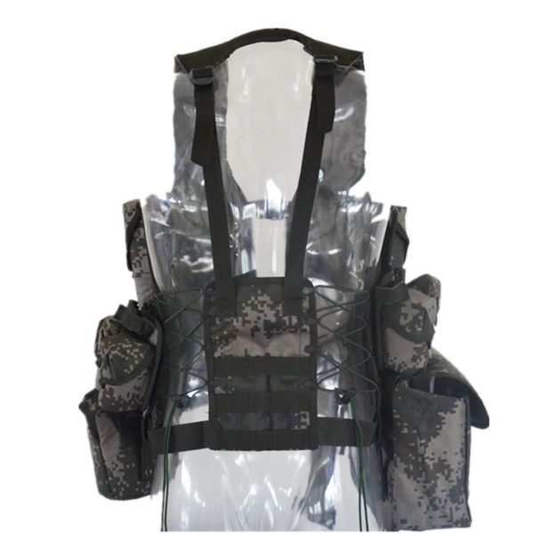 Fãs do Exército CS Field Gear Camo Combate Tactical Vest ao ar livre acampamento de verão Treinamento de caça ao colete com bolsa de acessórios