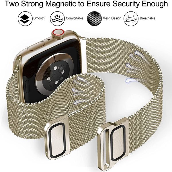 Essidi New Magnetic Band для Apple Watch Series 7 6 SE 5 4 42 45 41 44 мм сетчатая цепочка на запястье на запястье для iWatch 1 2 3 40 44