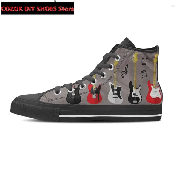 Sıradan Ayakkabı Erkekler Serin Vulkanize Gitar Teen Boys High Top Dantel Up Tuval Erkek Daireler Açık Zapatillas