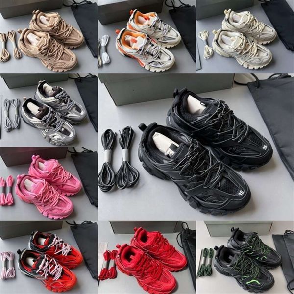 Factory Direct Sale Direct Top Paris Track 3 Sapatos Sapatos almofadados Sapatos masculinos Branco Black Shoes Mens e mulheres desbotam tênis femininos negros