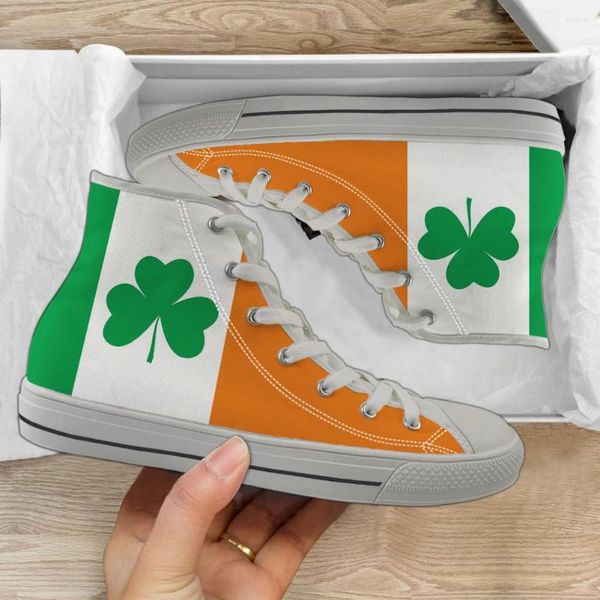 Sapatos casuais instantarts Clover High Top Mull Men's Men's Canvas Vulcanizada tênis respirável meninos adolescentes amarrar os apartamentos