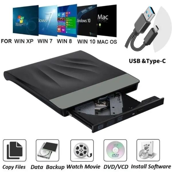 Unidades USB 3.0 Externo de disco óptico DVD DVD Drive Reader player Operação silenciosa CD portátil DVD Burner para laptop PC para desktop