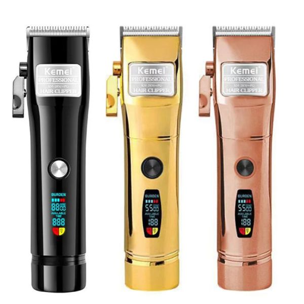 Clippers KEMEI barbeiro full metal Clipper Lithium Professional Hair Trimmer For Men Máquina de cortador de cabelo elétrico recarregável