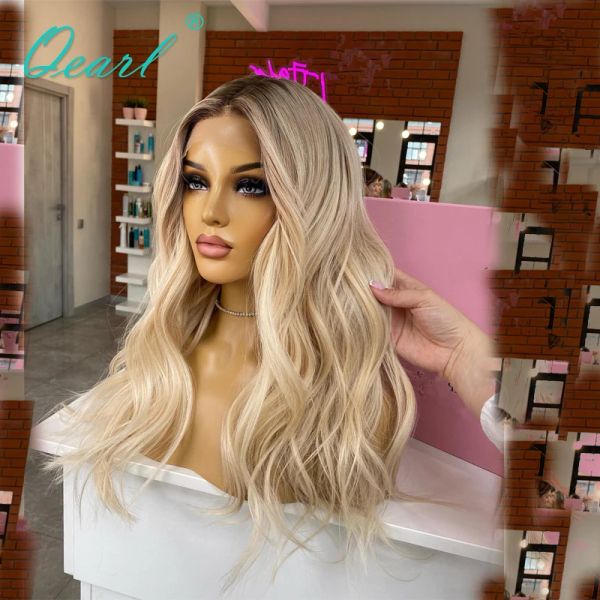 Loose Wave Full Lace Perücke Ombre Platin Blond Hd Spitze Frontalperücke 13x6 echtes menschliches Haar Jungfrau Haar für Frauen billig Verkauf Qearl