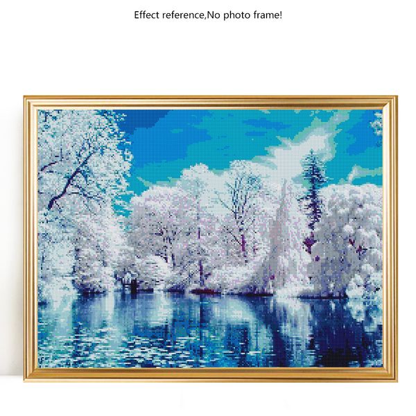 Evershine Diamond Stickerei Landschaft Cross Stitch Kit Diamant Malmale Wald Winter Diamant Mosaik Vollrunde Heimdekoration