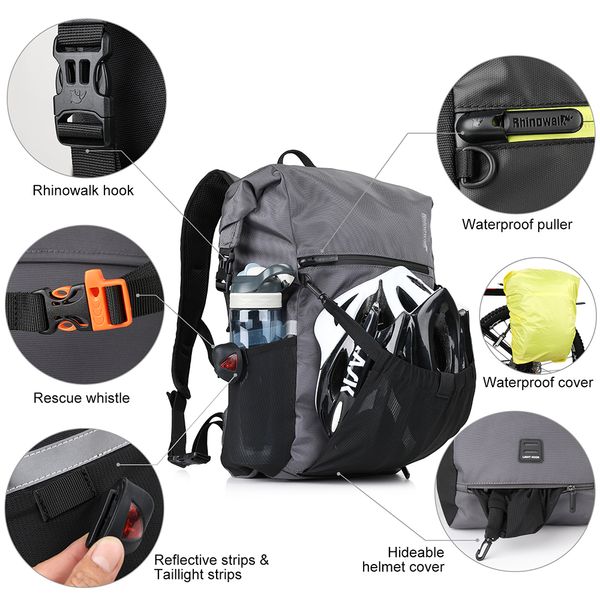 Rhinowalk 24L Bolsa de bicicleta multifuncional de bicicleta de bicicleta traseira de saco de mochila traseira de bagagem de bagagem de bagagem de bagagem de bagagem de bagagem de bagagem de bagagem de bagagem