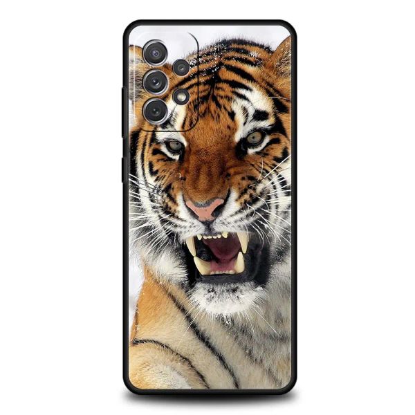 Телефон Tiger Animal Chore Chace для Samsung Galaxy A72 A51 A71 A21S A12 A11 A31 A52S A41 A32 A01 A22 A03S A53 A13 5G Black Cover Cover Cover