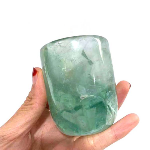 Tazza di cristallo naturale intagliato a mano tazza di vetro d'acqua di tè in cristalli di fluorite verdi intaglio pietra energetica per la guarigione del regalo di arredamento per la casa