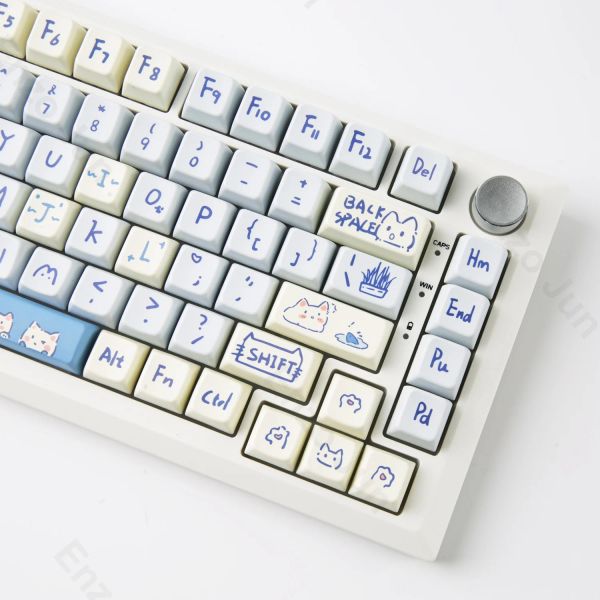 Accessoires 147 Tasten Blue Meow Meow Blue KeyCapcute Keycaps MDA -Profil PBT Farbstoff Sublimation Keycap für MX Switch Mechanische Tastaturschlüsselcap