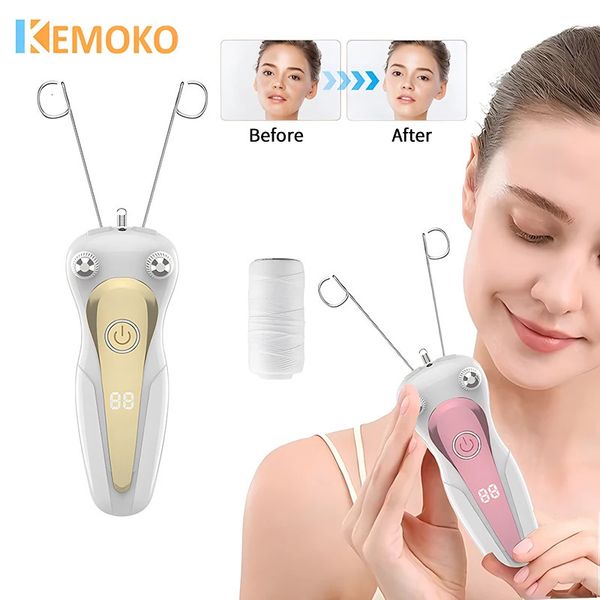 Kemoko filo di cotone Epilatore Epilatore Electric Women Hair Facial Remover Defeather Instant Peli di depilazione Depilazione LCD 240403