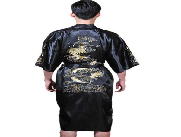 SHANGHAI STORIA CINESE MEN039S RACCODIA POLIESTRA RAGGIO KIMONO NOTTE DRAGON DRAGON ABBILITÀ M M L XL XXL 3XL2715986